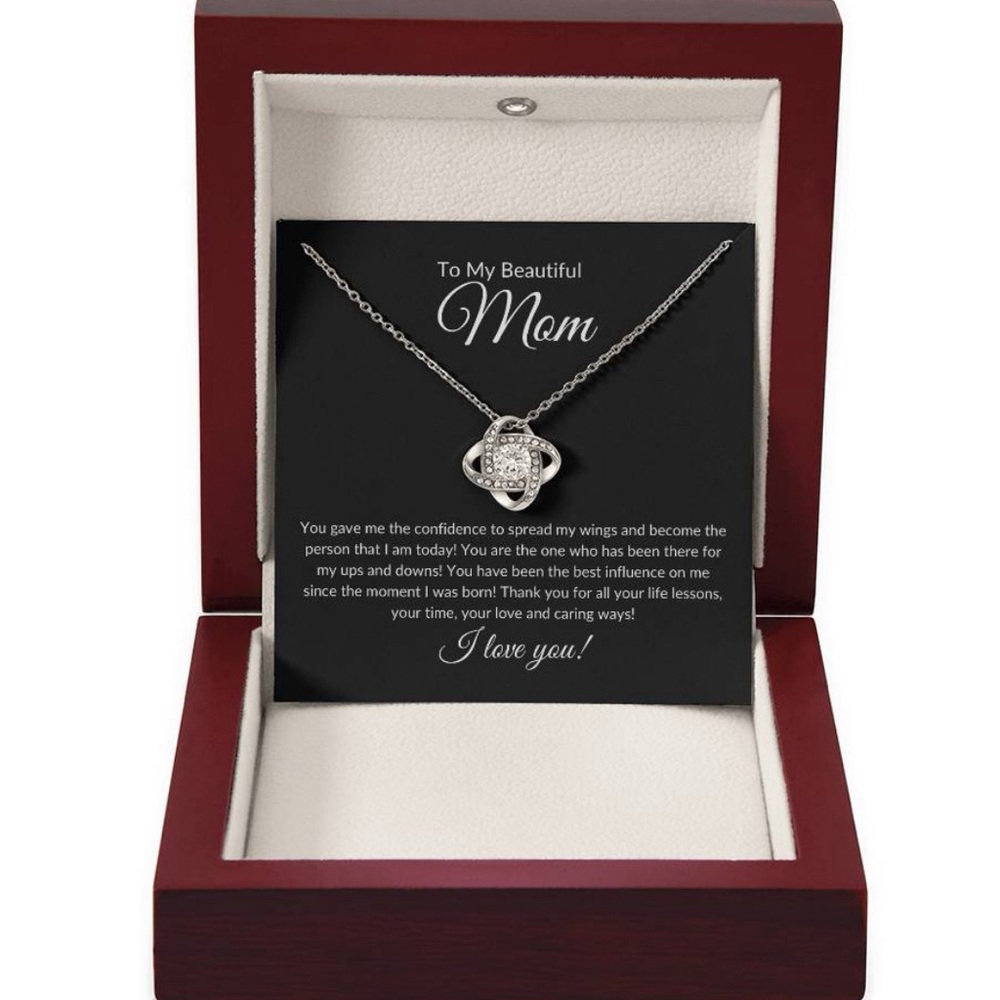 TO MY BEAUTIFUL MOM NECKLACE LUXURY BOX GIFT HOLIDAY BIRTHDAY MOTHER’S DAY